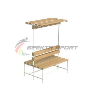Купить Скамейка с вешалкой и полкой для раздевалок двухсторонняя (разборная) 1200 мм в Владимире 