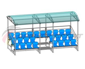 Купить Трибуна для зрителей 3 ряда на 26 мест с навесом и перилами в Владимире 