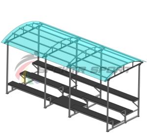 Купить Трибуна для зрителей 3 ряда на 26 мест с навесом (лавки - фанера) в Владимире 